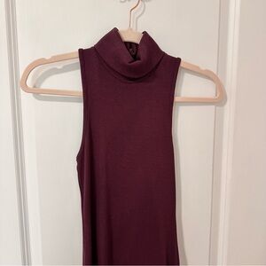 Zara Sleeveless Burgundy Turtleneck Top